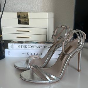 Silver strap high heels
